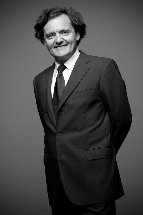 Pierre-Emmanuel Taittinger - President of the family Champagne House - black and white portrait