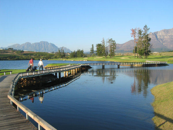 Golfer's bridge across the Kleine Zalze golf course