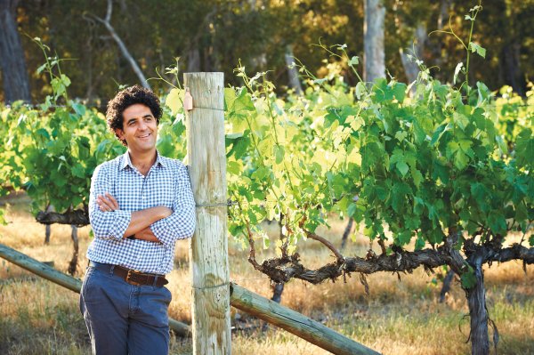 Larry Cherubino, Director of WInemaking, leaning against a vine post in the vineyard. Image credit - Frances Andrijich