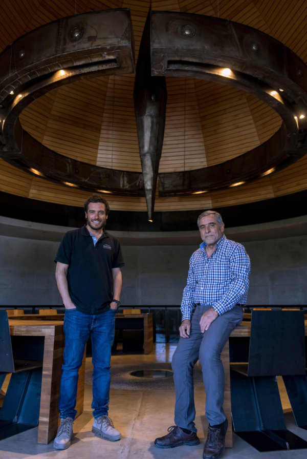 Sebastián Zuccardi and José Alberto Zuccardi sat in the winery tasting room