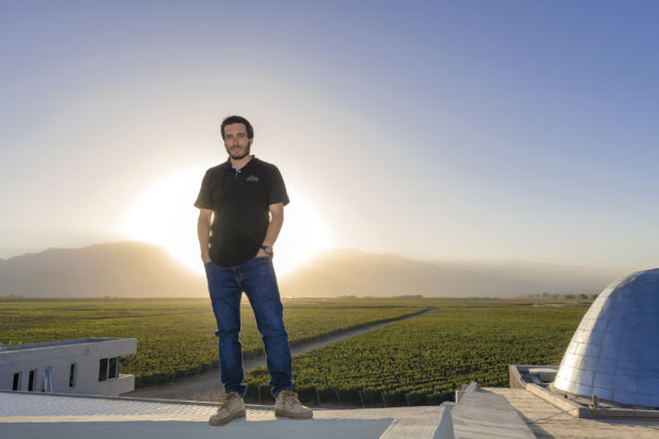 Sebastián Zuccardi standing on the roof of the Valle de Uco winery