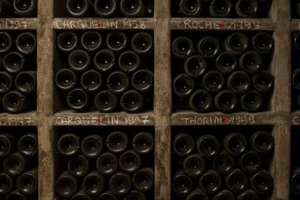 Château des Jacques Cellars racked bottles