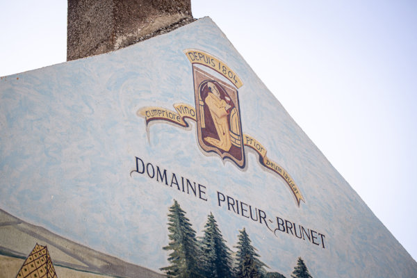 Domaine Prieur-Brunet painted building sign on gable end