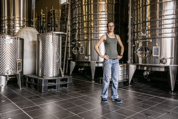 Domaine Ferret winemaker Audrey Braccini stood in winery